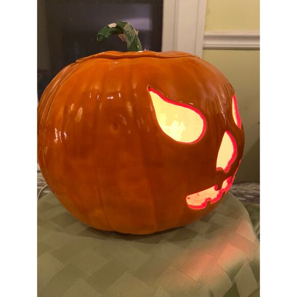 Vintage 1979 Ceramic LIGHT UP Jack OLantern  12 in tall 33 in circumference VGUC - Picture 8 of 16